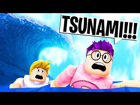 Can We Survive A GIANT TSUNAMI In ROBLOX!? (NATURAL DISASTER SURVIVAL FUNNY MOMENTS)