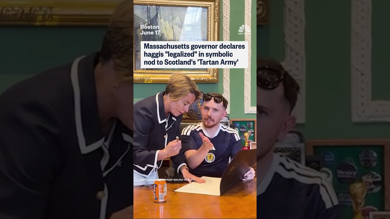 Massachusetts Governor declares haggis “legalized” in symbolic nod to Scottish World Cup fans. Massachusetts Governor declares haggis “legalized” in symbolic nod to Scottish World Cup fans.