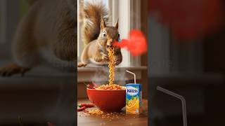 Squirrel secretly eats spicy ramen noodles😱| Emotional Rescue & Funny Recovery Story
