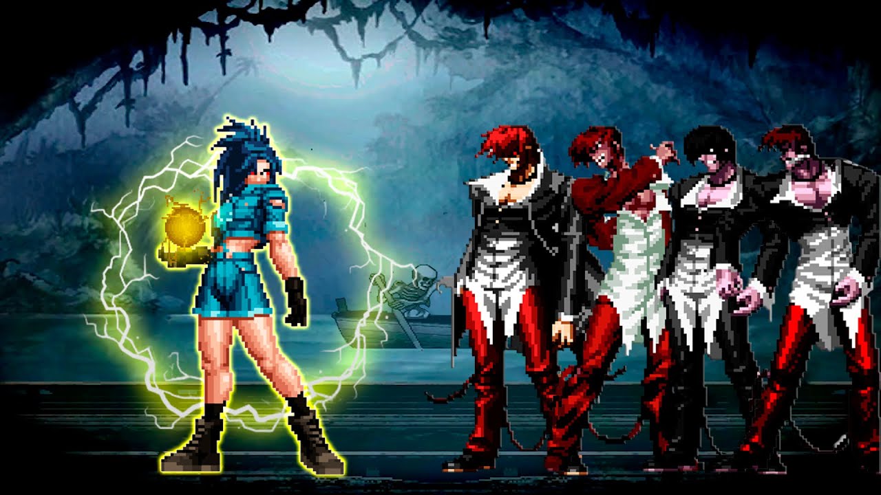 leona heidern, yagami iori, orochi leona, and orochi iori (the