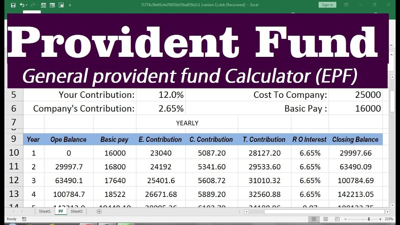 General Provident Fund Calculator In Excel YouTube