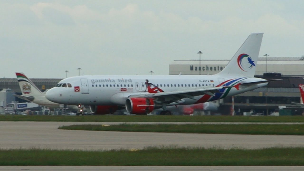 Gambia Bird A319-112 landing | Manchester Airport