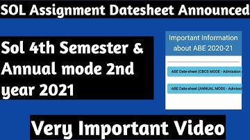 SOL July Assignment Datesheet Announced 😯 2021 || 4th Semester & 2nd year Annual mode
