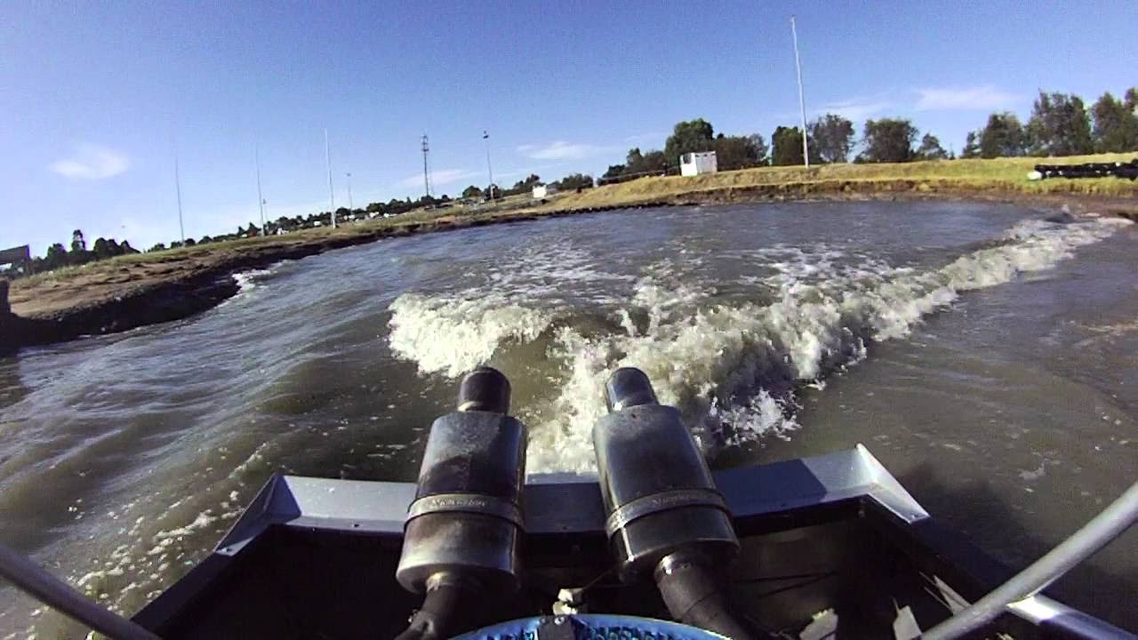 Nigel Johnson in Boat 55 Weapon of Choice Jet Sprint Boat Rear Camera view