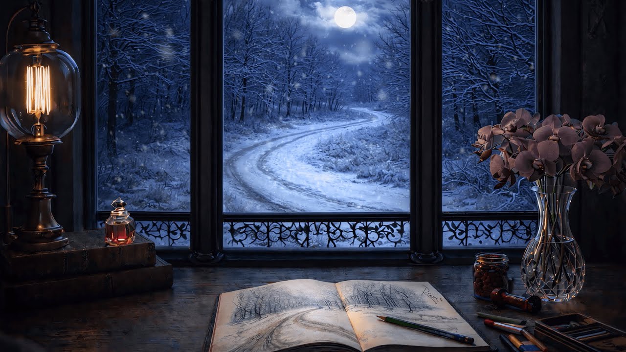Dark Academia Winter Ambience • Music for Writing & Focus • The Artist's Desk