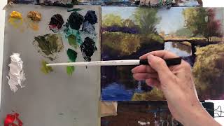 Mixing GREENs and Painting with Color Temperature Alla Prima Oil Landscape