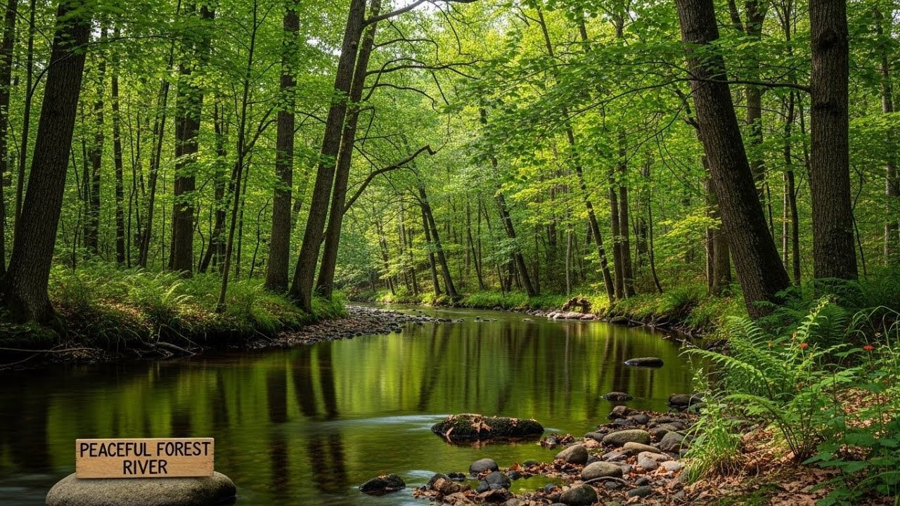 Peaceful Flowing River 🌊 Natural Ambience Sound for Deep Sleep and Stress Relief #366