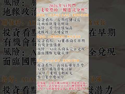 台積電確定賺錢?聯發科/智原誰是AI黑馬?2026台股AI股完整解析