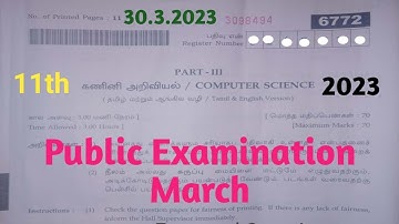 11th Computer Science Public Exam Answer key 2023 Computer science public question paper 2023