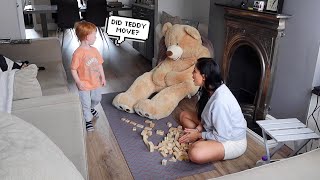 DADDY PRANKS TODDLER WITH GIANT TEDDY BEAR! *HILARIOUS!*