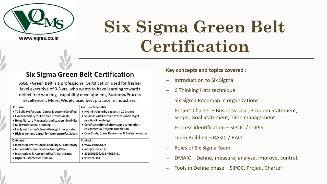 Six Sigma Certification Programs at VQMS Pvt Ltd - YouTube