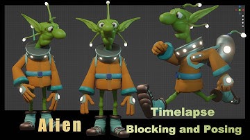 Timelapse blocking and posing  Alien in Blender with BlockSurfaces addon #blender, #3d, #animation
