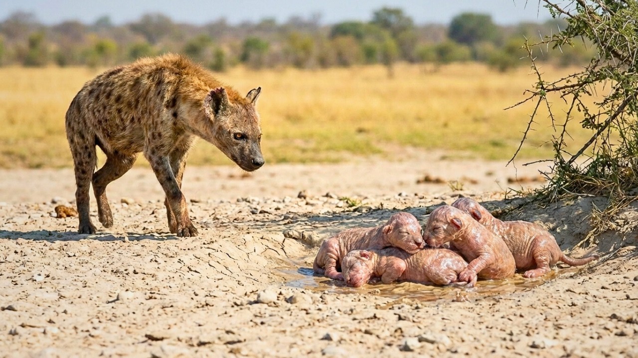 Hyena Risked its Life for 5 hours Old Lion Cubs, then Father Lion Did the Unthinkable…