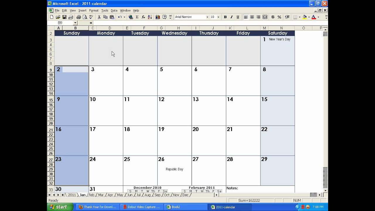 How to make a calendar in Excel YouTube