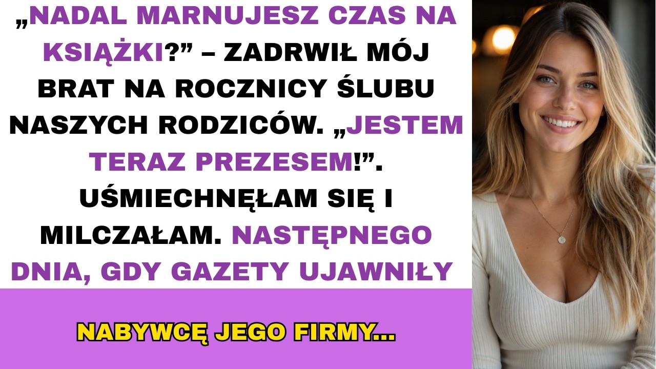 Stałam przy stole z deserami, gdy mój brat Dawid uniósł kieliszek i powiedział do całej sali: „Za moją siostrę, która dowodzi, że nie każdy nadaje się do rodzinnego biznesu.” Wszyscy się zaśmiali....