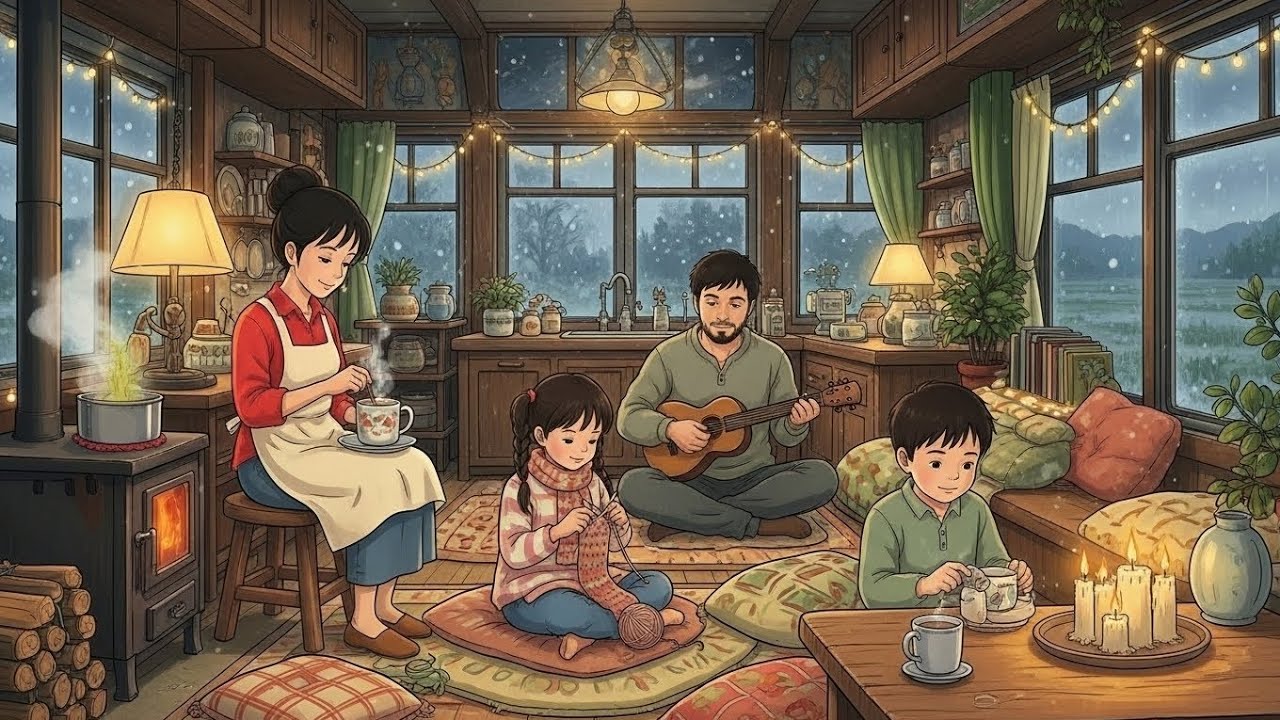 A Cozy Winter Day: Relaxing Ghibli-Inspired ASMR Home Moments