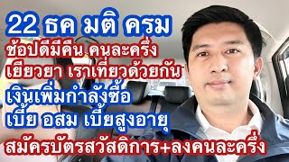 22 ธค มติ ครม ช้อปดีมีคืน คนละครึ่ง เยียวยา เที่ยวด้วยกัน อสม สูงอายุ บัตรสวัสดิการ เพิ่มกำลังซื้อ