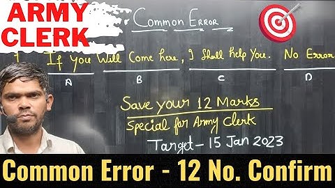 Common Error || 12 नंबर पक्के करें|| Army Clerk Exam 15 Jan|| Competitive Exam || #armyclerk