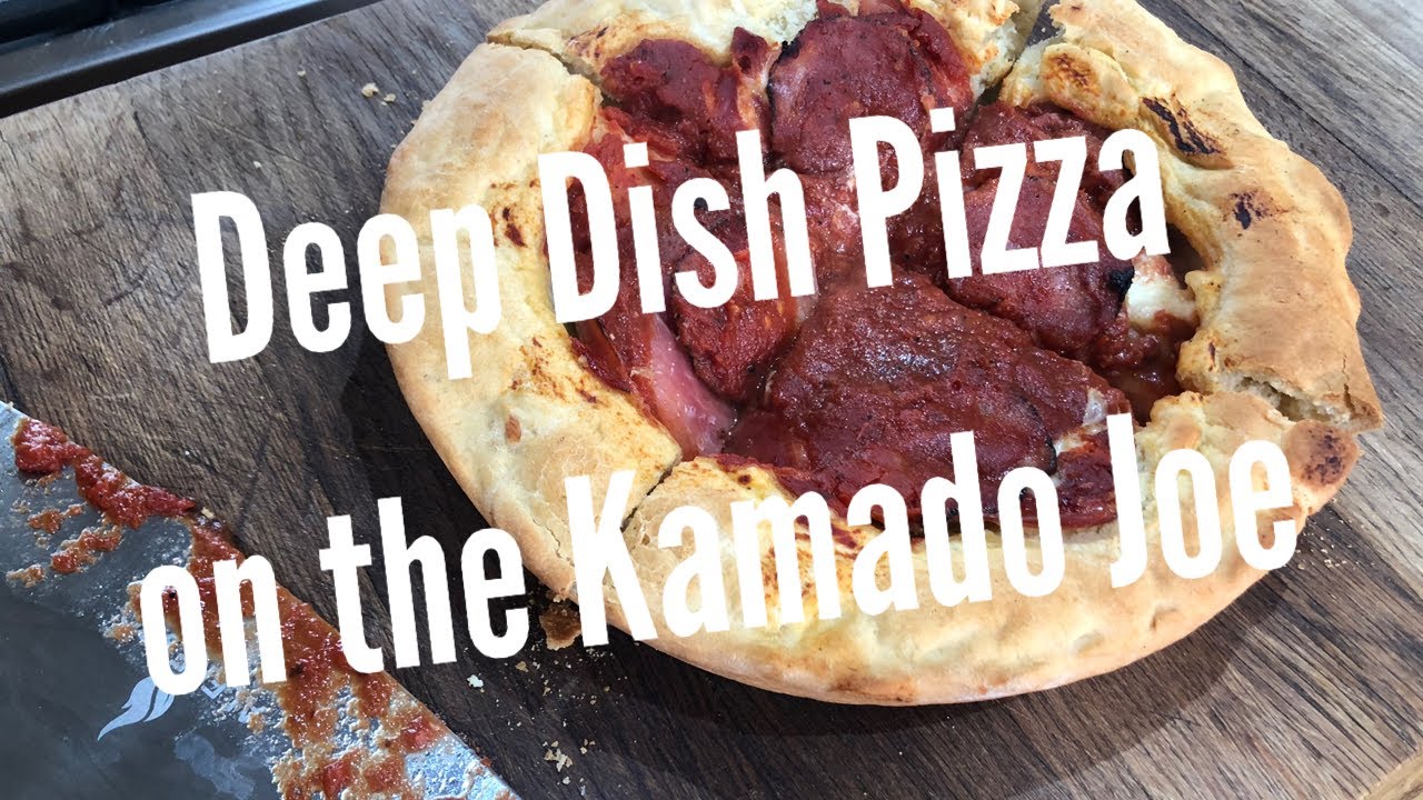 Deep dish pizza Chicago town style smoked in the kamado joe Classic