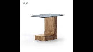 Modern Marble Side Table - Architectural C-Shaped End Table for Luxury Living Rooms | EKAR FURNITURE