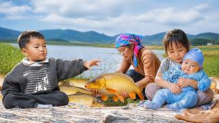 Romantic Fishing at Lake with Duong Family- Harvest Giant Fish with Skillful Trapping | Village Life
