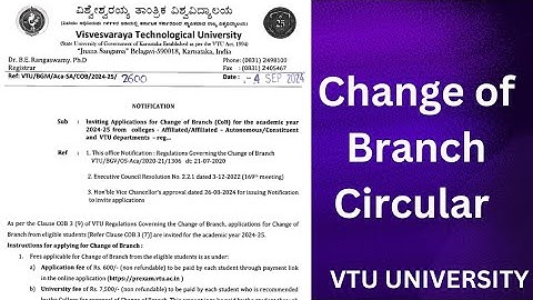 CHANGE OF BRANCH VTU CIRCULAR