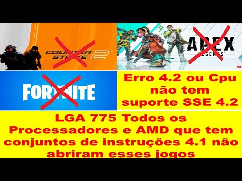 SSE 4.2 ou Cpu sem suporte ao conjunto de instruções SSE 4.2