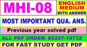 mhi 08 important questions ans / mhi 8 previous year question paper in english / ma history study