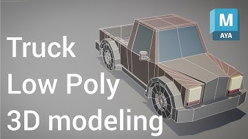 Low Poly Pickup Truck. Car 3D modeling (Autodesk Maya Tutorial)