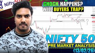 Gift Nifty Trading below Nifty ! | Bears Ready to Attack? | Nifty Pre Market Analysis For (13/02/26)