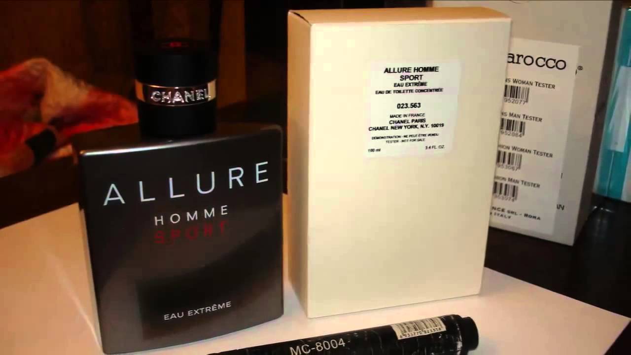 Allure sport отзывы. Allure homme Sport Eau extreme тестер. Шанель оригинал Аллюр хом спорт. Chanel Allure Sport Eau extreme тестер. Allure homme Sport extreme пробник.