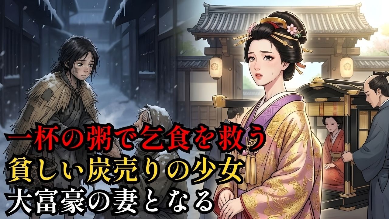 雪の夜に凍える乞食を一杯の粥で救った炭売りの少女 豪華な駕籠で迎えられ大富豪の妻となる. | 野談 | 伝説 | 昔話 | 説話 | 民話.