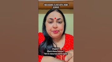 NIOS।Chap 1।What is Home Science ?Part 3: Resources and it