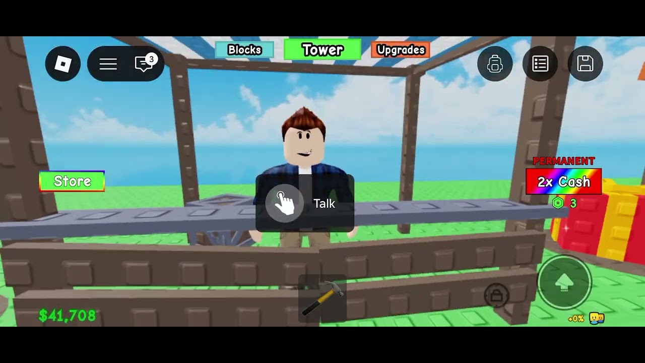 Build a tower in Roblox.