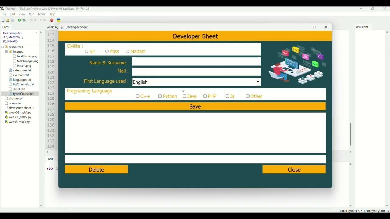 An application enables users to input, validate, save, and display data ...