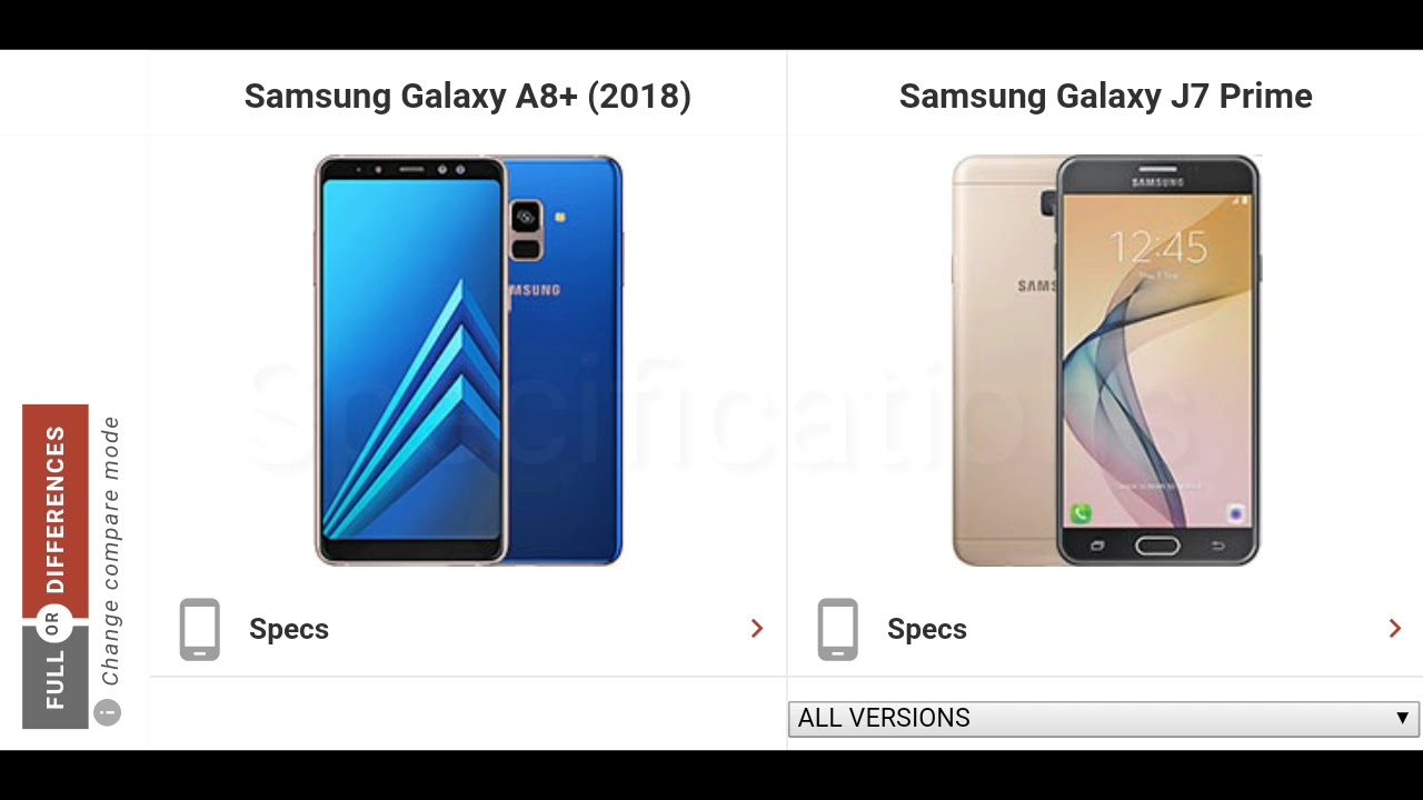 Samsung Galaxy A8+ (2018) vs. Samsung Galaxy J7 Prime | Specifications ...