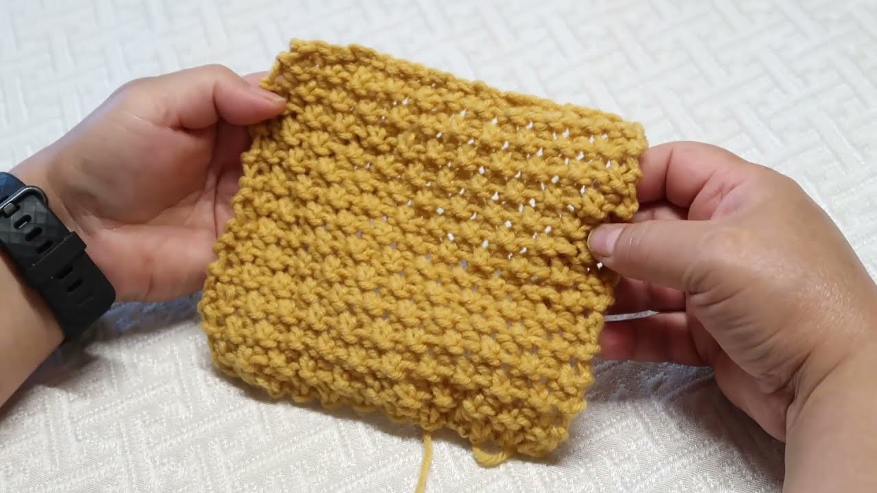 Puntada de arena tejida en dos Agujas Para principiantes facil y rapida