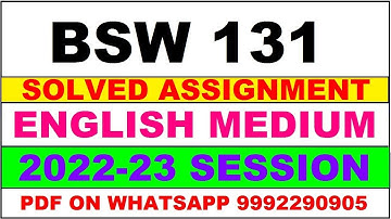 bsw 131 solved assignment 2022-23 | bsw 131 solved assignment in english 2022-2023 | bsw 131 2023