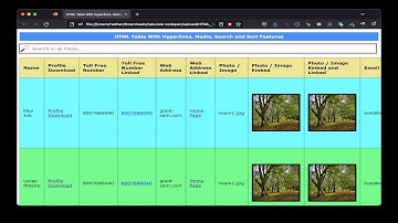 Easy & Advanced HTML Table Template With Hyperlinks & Media & Search & Sort Features - Links Below