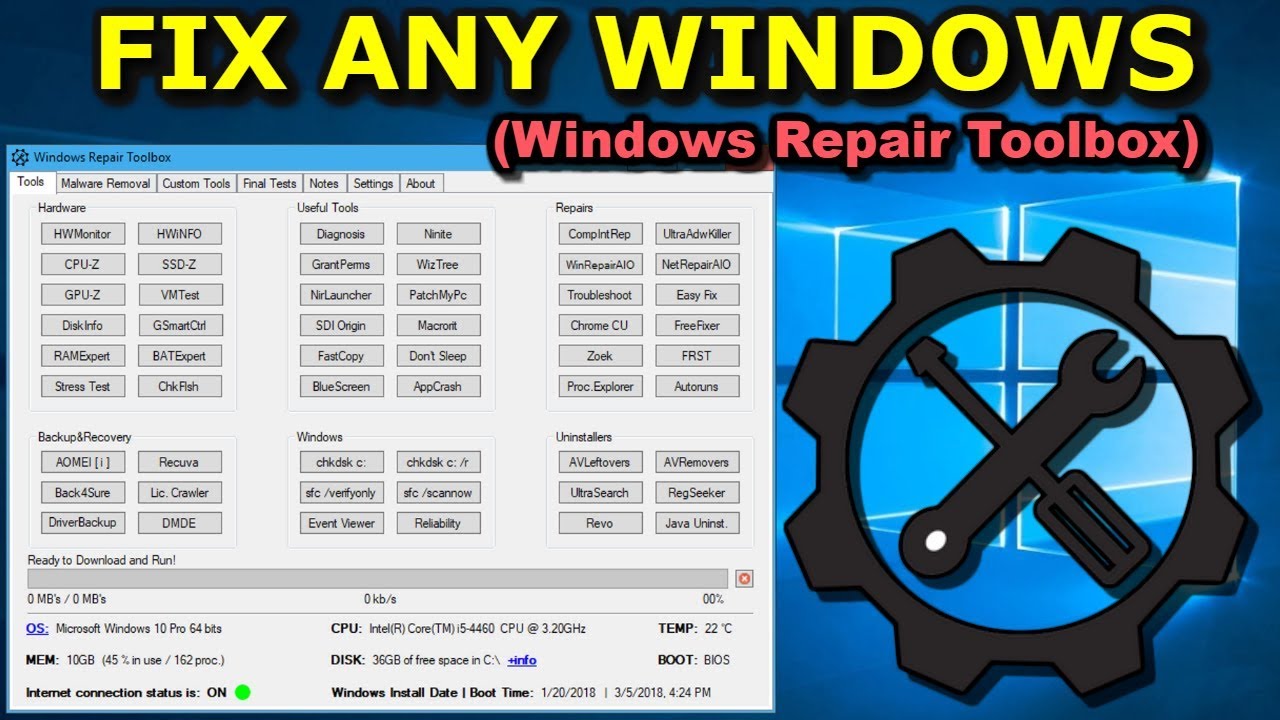 Fix any Windows with Windows Repair ToolBox in 2018