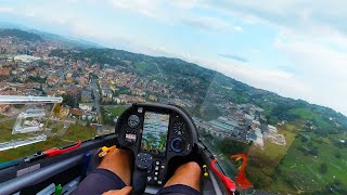 Spectacular Glider Flight in Rain | 15 m LS8-e Neo | Beautiful View In Rain Pavullo 🇮🇹 City