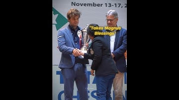 Magnus Carlsen’s Proud Reaction to Dristy’s Gesture ☺️ #magnuscarlsen #respect #chess #ytshorts
