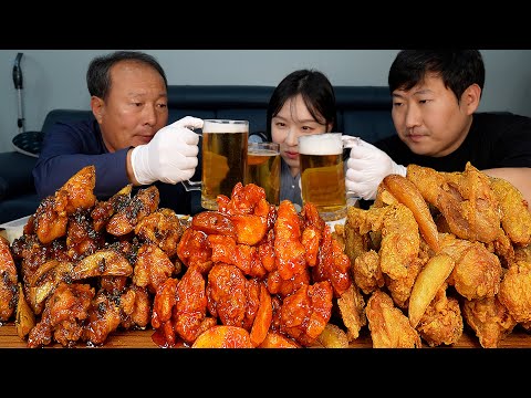 (Fried chicken, Chili chicken &amp;amp; <strong>Beer</strong>) - Mukbang eating show