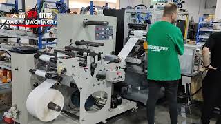 DABA Full Automatic Blank Label Turret Rewinder Running Together With Rotray Die Cutter For Label