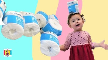 Toddler Fun Toilet Paper game. Tillie Stacking and Counting TP