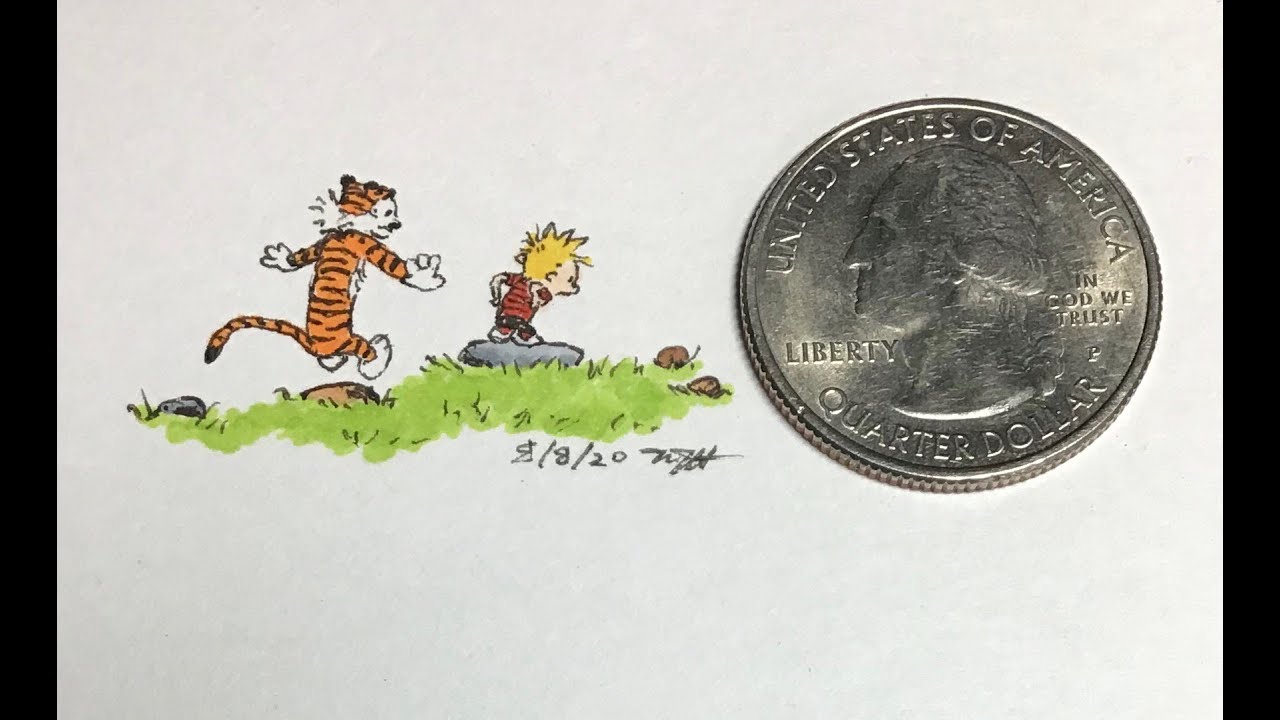 Micro Drawing - Calvin and Hobbes Rock Hopping - YouTube