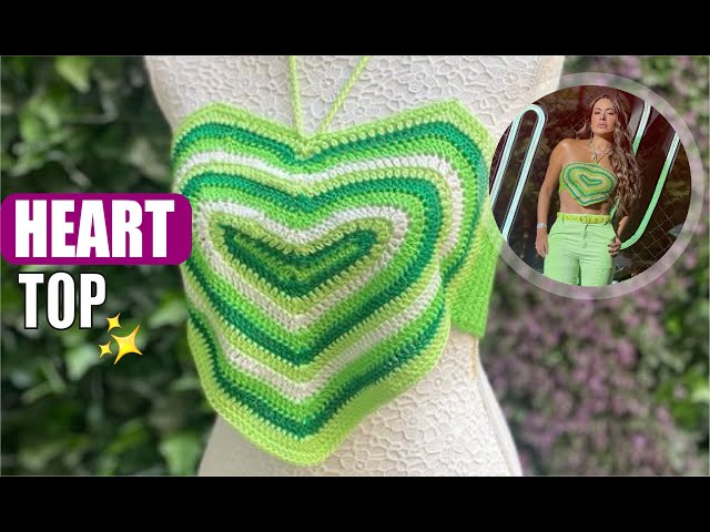 HOW TO Crochet a Heart Top - EASY AND FAST - BY LAURA CEPEDA - YouTube