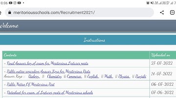 Final answer key out|Meritorious school 90 posts Lecturer recruitment exam 2022|