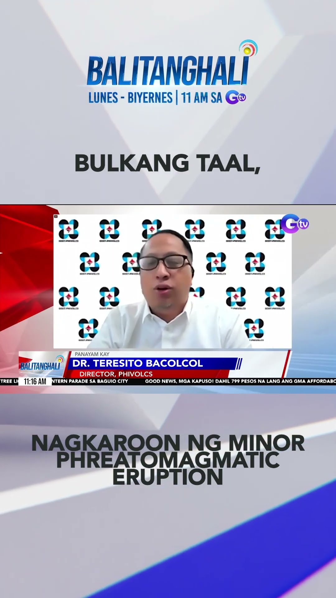 Bulkang Taal, nagkaroon ng minor phreatomagmatic eruption;  Nananatili sa ... #shorts | Balitanghali