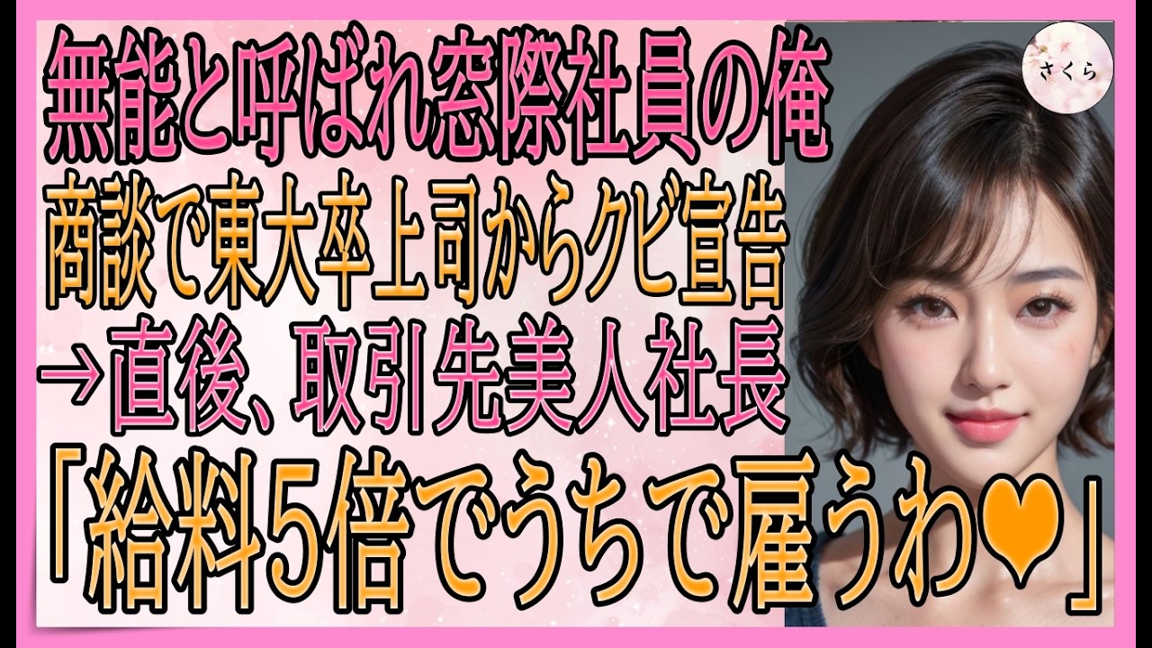 【感動する話】高IQだが無能と言われ窓際社員の俺。ある日東大卒部長と同席した商談でクビ宣告→直後、取引先美人社長がヘッドハンティング「給料5倍でうちで雇うわ」【いい話・スカッと・スカッとする話・朗読】